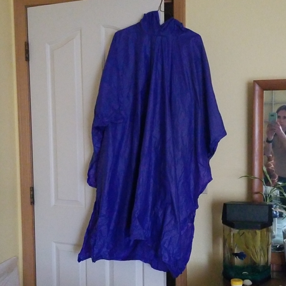 Blue rain poncho